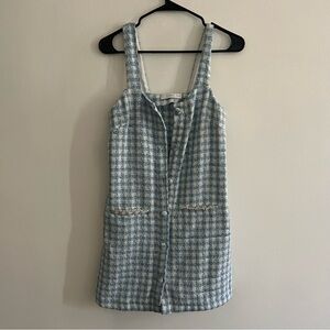 Mango Textured Blue and White Dress